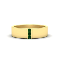 3 Stone Mens Flat Gemstone Band