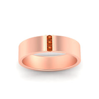 3 Stone Mens Flat Gemstone Band