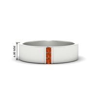 3 Stone Mens Flat Gemstone Band