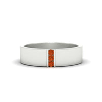 3 Stone Mens Flat Gemstone Band