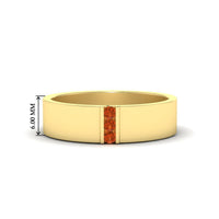 3 Stone Mens Flat Gemstone Band
