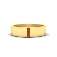 3 Stone Mens Flat Gemstone Band