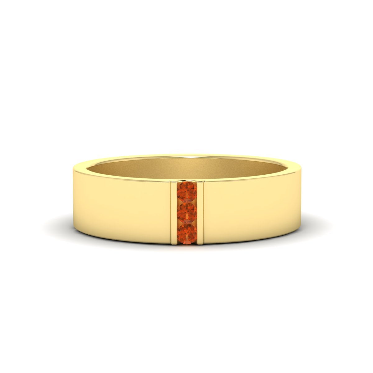 3 Stone Mens Flat Gemstone Band