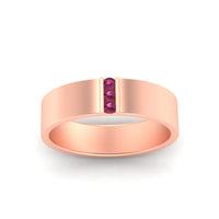 3 Stone Mens Flat Gemstone Band