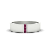 3 Stone Mens Flat Gemstone Band