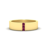 3 Stone Mens Flat Gemstone Band