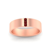 3 Stone Mens Flat Gemstone Band