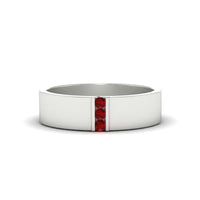 3 Stone Mens Flat Gemstone Band