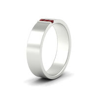 3 Stone Mens Flat Gemstone Band