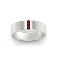3 Stone Mens Flat Gemstone Band