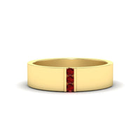 3 Stone Mens Flat Gemstone Band