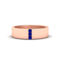 3 Stone Mens Flat Gemstone Band