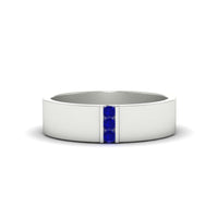 3 Stone Mens Flat Gemstone Band