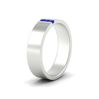 3 Stone Mens Flat Gemstone Band