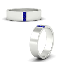 3 Stone Mens Flat Gemstone Band