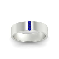 3 Stone Mens Flat Gemstone Band