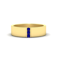 3 Stone Mens Flat Gemstone Band