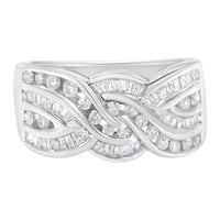 10K White Gold Diamond Bypass Ring (1 Cttw, H-I Color, I1-I2 Clarity) - Size 6-3/4
