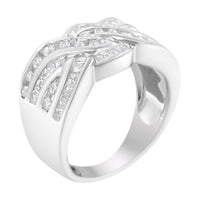 10K White Gold Diamond Bypass Ring (1 Cttw, H-I Color, I1-I2 Clarity) - Size 6-3/4