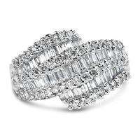 14K White Gold Diamond Cocktail Ring Band (1 3/4 Cttw, H-I Color, SI2-I1 Clarity) - Size 6-1/2
