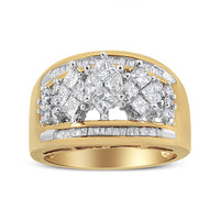 10K Yellow and White Gold 1 1/2 Cttw Pear Shaped 3 Stone Style Diamond Ring Band (H-I Color, SI1-SI2 Clarity) - Ring Size 7