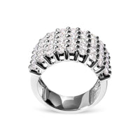 14k White Gold 4.0 Cttw Diamond 5 Row Ring Band (I-J Color, I1-I2 Clarity) - Ring Size 7