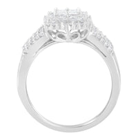 10K White Gold Diamond Cluster Ring (1 cttw, H-I Color, I1-I2 Clarity)