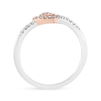 14K Rose Gold Plated and White .925 Sterling Silver 1/5 Cttw Round-Cut Diamond Open Heart Promise Ring (I-J Color, I2-I3 Clarity) - Ring Size 7