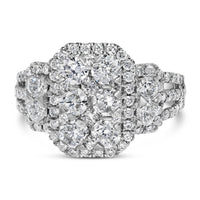 14K White Gold 2 1/4 Cttw Diamond Cocktail Cluster Ring (G-H Color, SI2-I1 Clarity) - Size 7