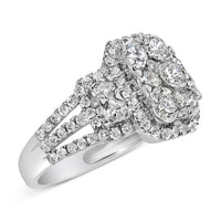 14K White Gold 2 1/4 Cttw Diamond Cocktail Cluster Ring (G-H Color, SI2-I1 Clarity) - Size 7