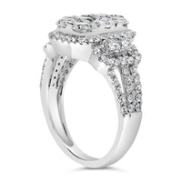 14K White Gold 2 1/4 Cttw Diamond Cocktail Cluster Ring (G-H Color, SI2-I1 Clarity) - Size 7