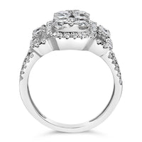 14K White Gold 2 1/4 Cttw Diamond Cocktail Cluster Ring (G-H Color, SI2-I1 Clarity) - Size 7