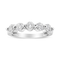 14K White Gold 1.00 Cttw Brilliant Round Cut Diamond 5-Stone Band Ring (H-I Color, SI2-I1 Clarity) - Ring Size 7