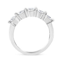 14K White Gold 1.00 Cttw Brilliant Round Cut Diamond 5-Stone Band Ring (H-I Color, SI2-I1 Clarity) - Ring Size 7