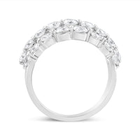 10K White Gold 2 1/2 Cttw Round Natural Diamond 3 Row Band Ring (I-J Color, I1-I2 Clarity) - Ring Size 7