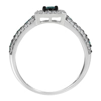 .925 Sterling Silver Treated Blue Miracle-Set Diamond Engagement Ring (1/2 Cttw, J-K Color, I1-I2 Clarity) - Size 6
