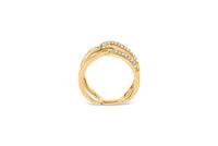 18K Yellow Gold Plated Sterling Silver 1/4 Cttw Diamond Open Crossover Band Ring