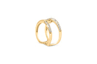 18K Yellow Gold Plated Sterling Silver 1/4 Cttw Diamond Open Crossover Band Ring