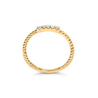10K Yellow Gold 1/10 Cttw Diamond 5 Stone Braided Shank Band Ring (I-J Color, I2-I3 Clarity)- Ring Size 6