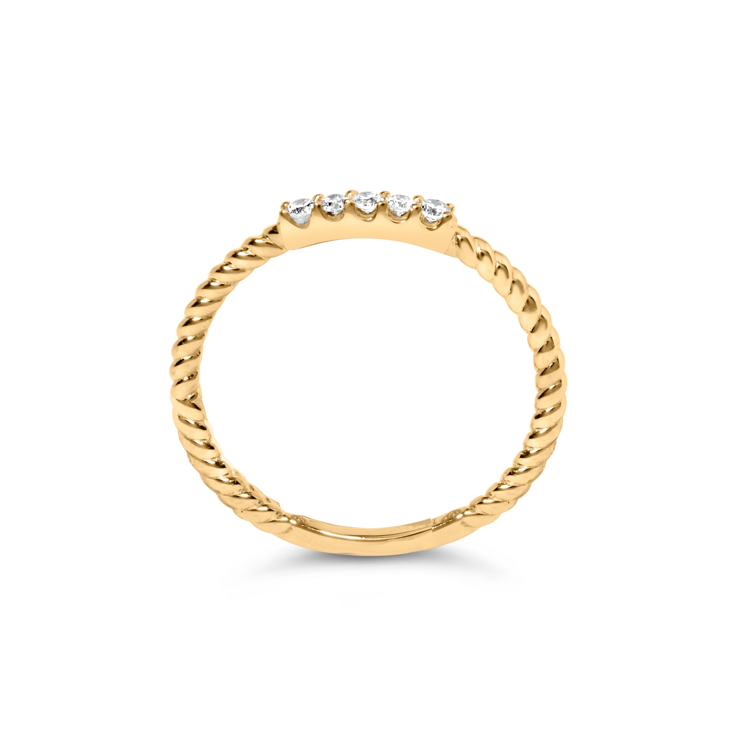 10K Yellow Gold 1/10 Cttw Diamond 5 Stone Braided Shank Band Ring (I-J Color, I2-I3 Clarity)- Ring Size 6