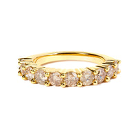 14K Yellow Gold Plated .925 Sterling Silver 2.0 Cttw Round Brilliant Cut Diamond 10 Stone Anniversary Band Ring (J-K Color, I1-I2 Clarity) - Size 7