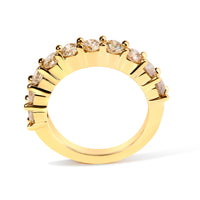 14K Yellow Gold Plated .925 Sterling Silver 2.0 Cttw Round Brilliant Cut Diamond 10 Stone Anniversary Band Ring (J-K Color, I1-I2 Clarity) - Size 7