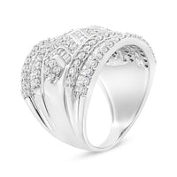 .925 Sterling Silver 2.0 Cttw Diamond Edge Multi-Row Ring Band ( J-K Color, I3 Clarity) - Ring Size 7