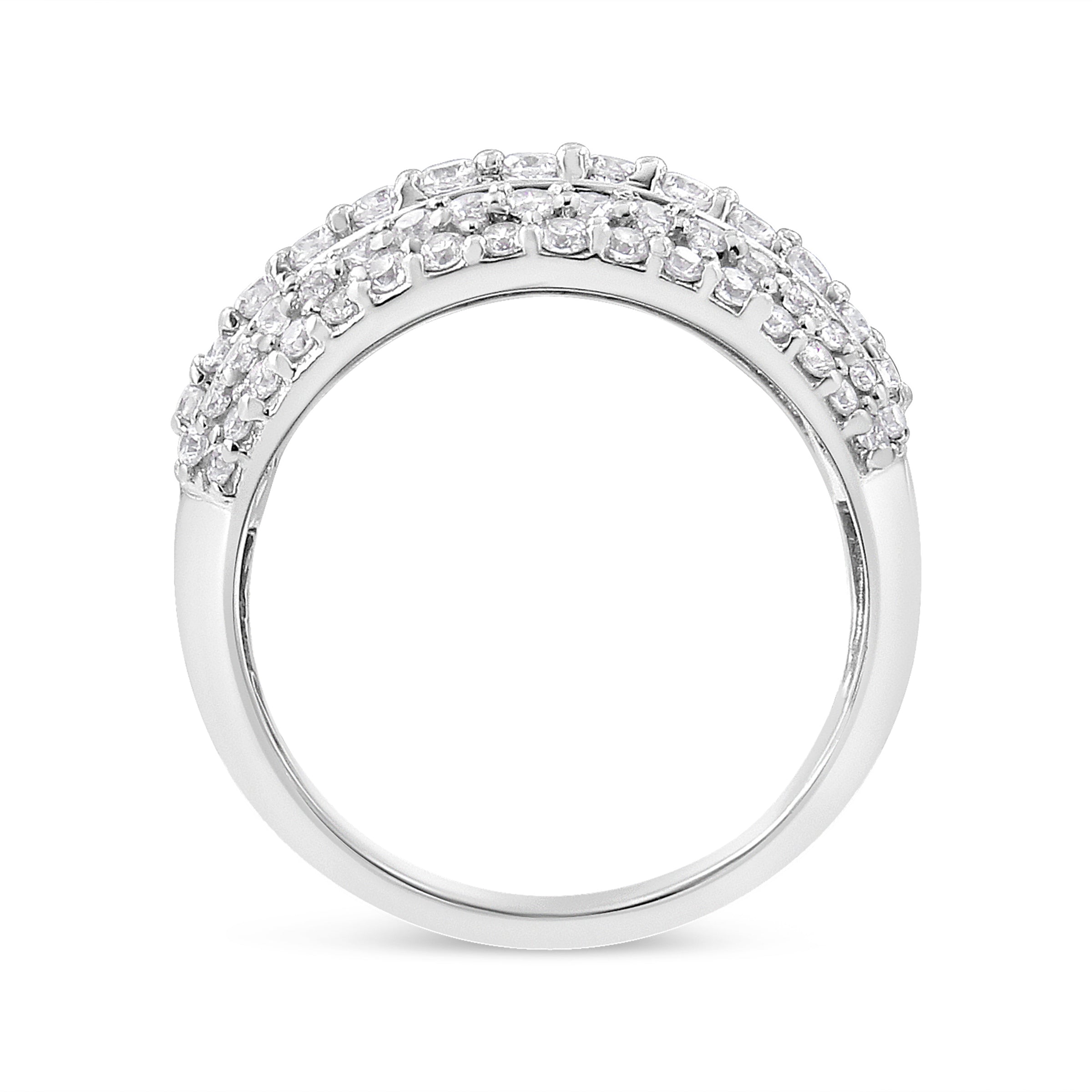.925 Sterling Silver 2.00 Cttw Round and Baguette-Cut Diamond Cluster Ring (H-I Color, I1-I2 Clarity) - Size 7