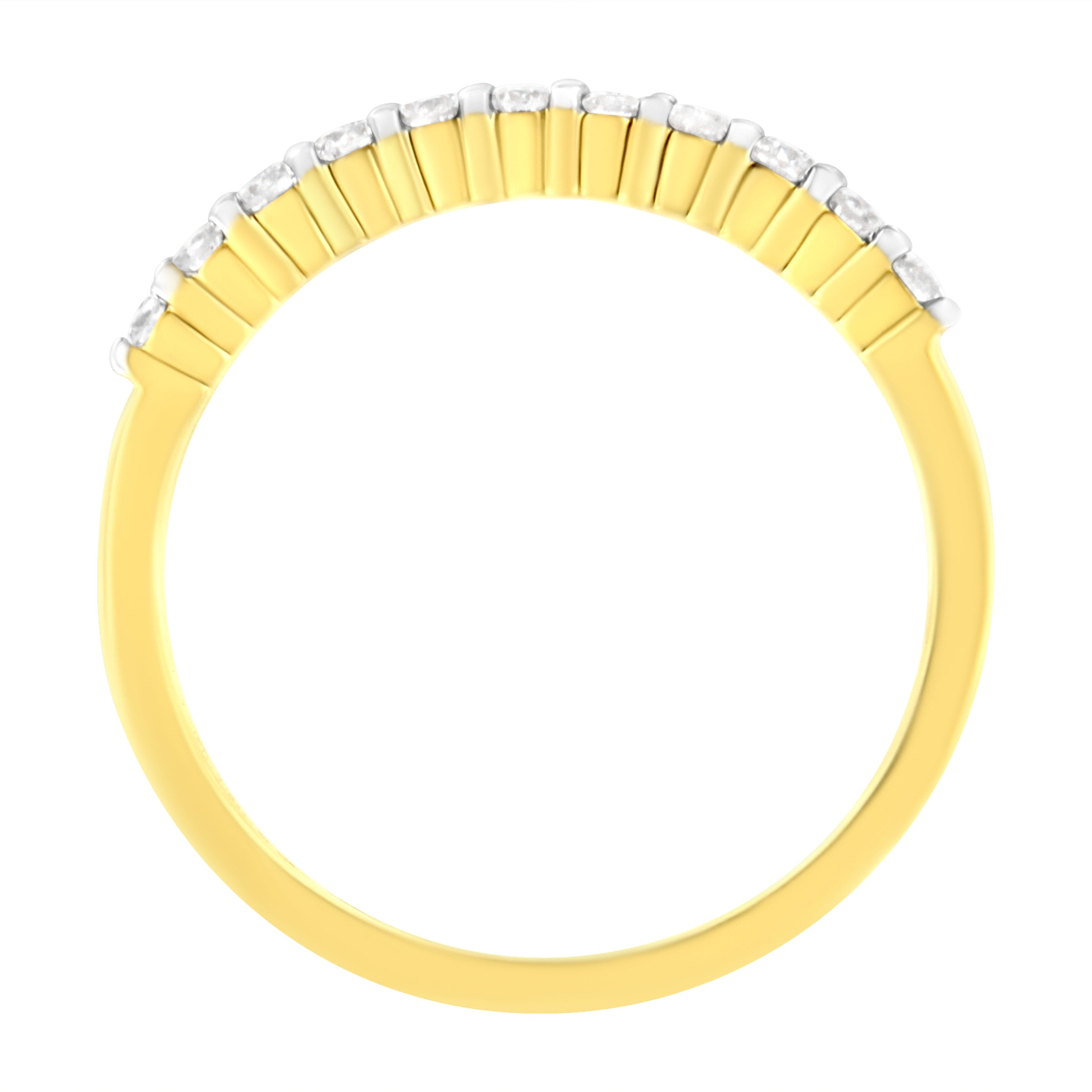 IGI Certified 1/4 Cttw Diamond 10K Yellow Gold Prong Set Fluted Band Style Ring (I-J Color, I2-I3 Clarity) - Size 7