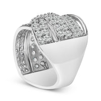 .925 Sterling Silver 2.00 Cttw Round-Cut Diamond Overlapping Bypass Band Ring (I-J Color, I2-I3 Clarity) - Ring Size 7