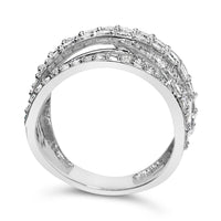 .925 Sterling Silver 2.00 Cttw Round-Cut Diamond Overlapping Bypass Band Ring (I-J Color, I2-I3 Clarity) - Ring Size 7