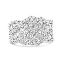 10K White Gold 3.00 Cttw Diamond Multi Row Cluster Band Ring (I-J Color, I3 Clarity) - Size 7