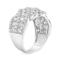 10K White Gold 3.00 Cttw Diamond Multi Row Cluster Band Ring (I-J Color, I3 Clarity) - Size 7