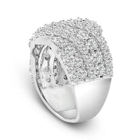 10K White Gold 3.00 Cttw Diamond Multi Row Cluster Band Ring (I-J Color, I3 Clarity) - Size 7